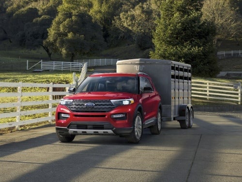 2024 Ford Explorer towing an enclosed trailer