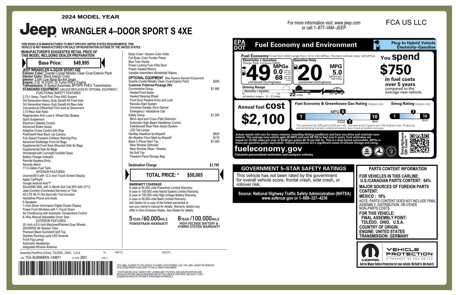 2024 Jeep Wrangler 4Xe Sport S
