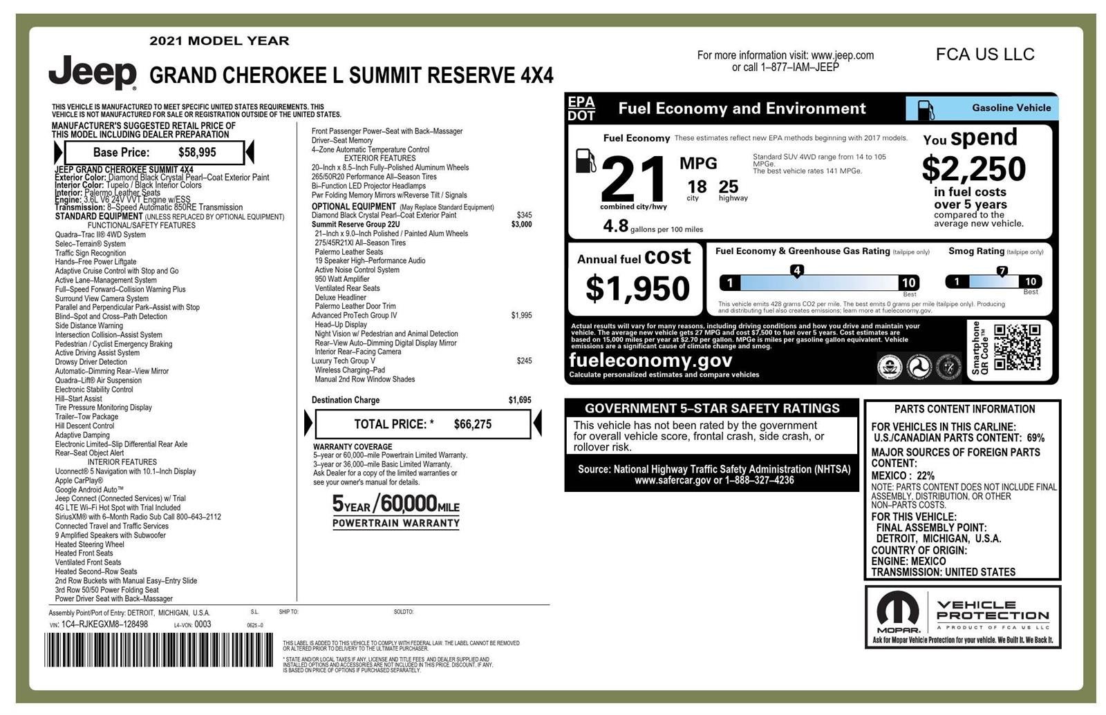 2021 Jeep Grand Cherokee L Summit Reserve