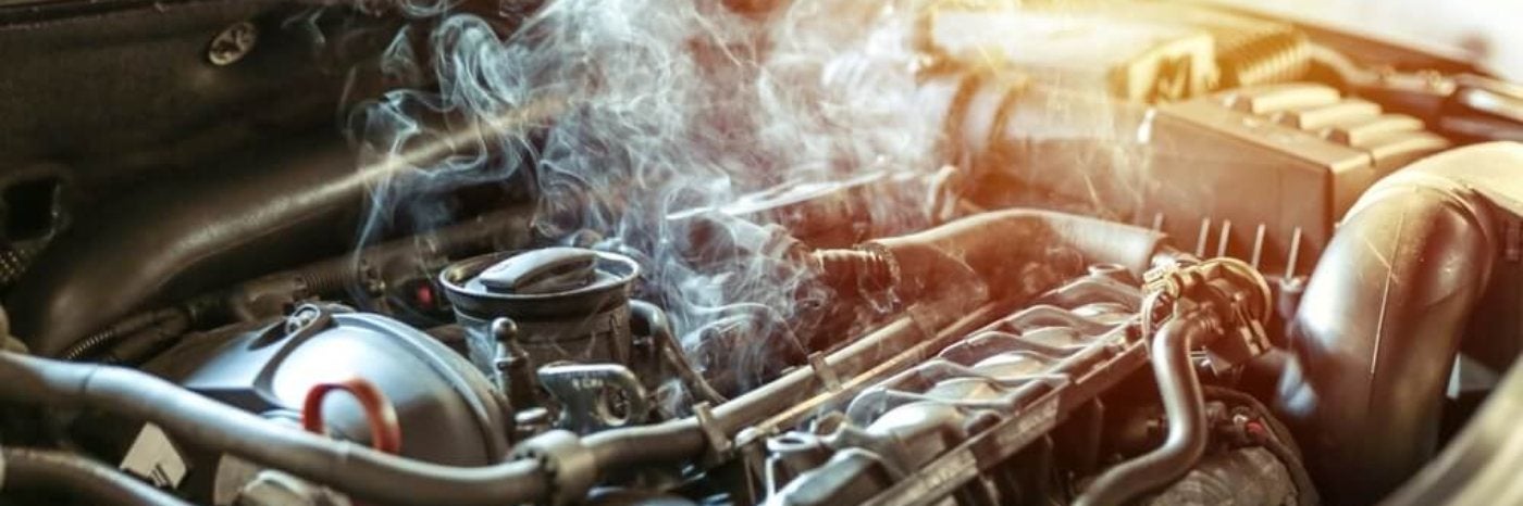 close up view of an engine smoking