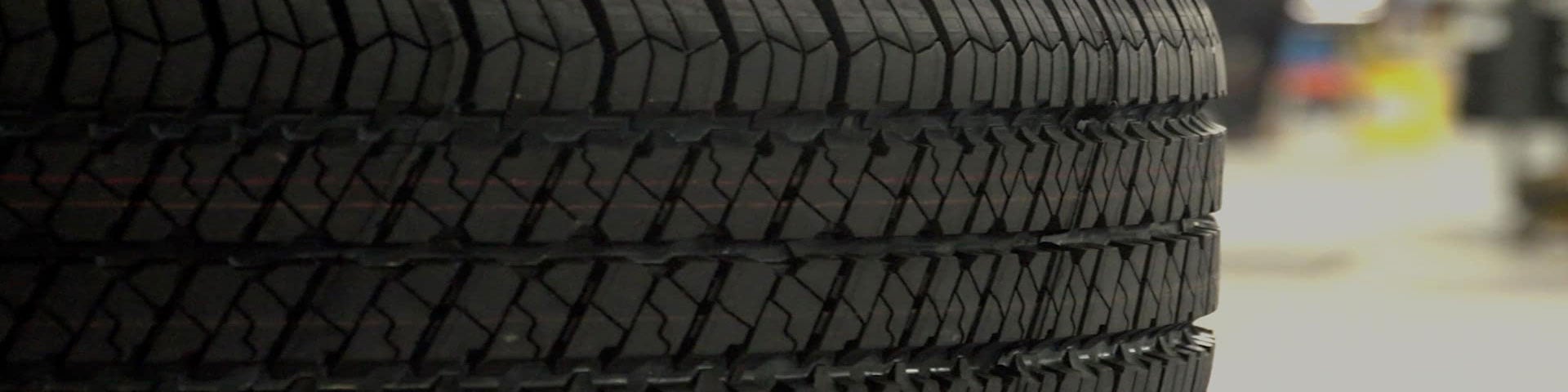 Close up view of a tire laid on its side